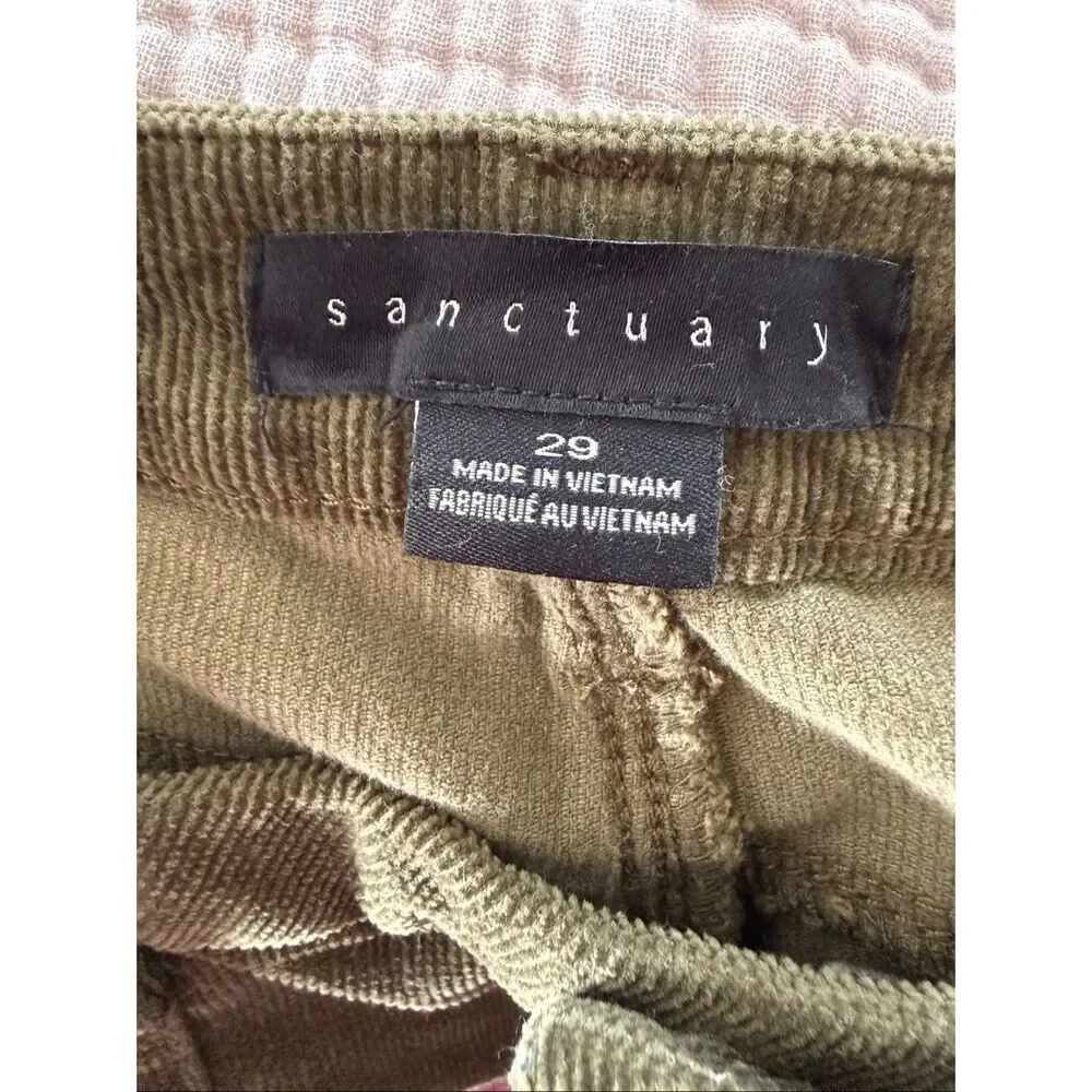 Sanctuary Green Corduroy Utility Pants size 29